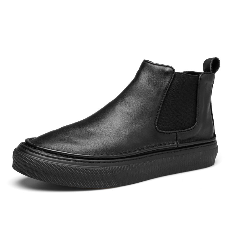 Fleece British Style High-top Leather Shoes Male